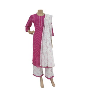 Pink White Cotton Palazzo Set BK#1007