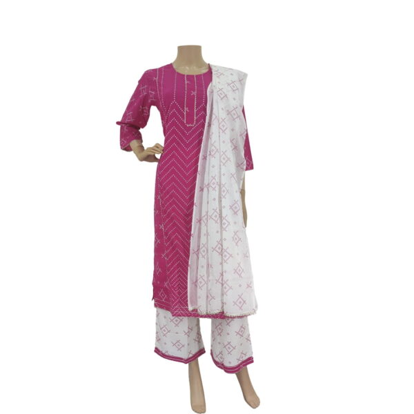 Pink White Cotton Palazzo Set Bk#1007