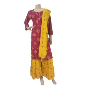 Red Yellow Cotton Palazzo Set BK#1012