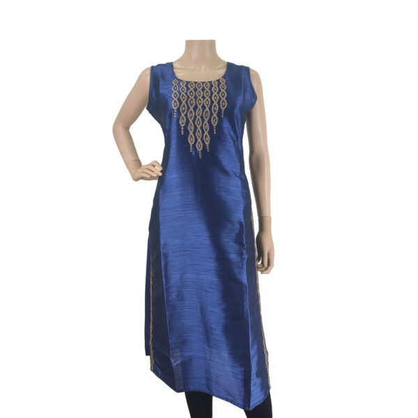 Navy Blue Silk Cotton Kurti Bk#102