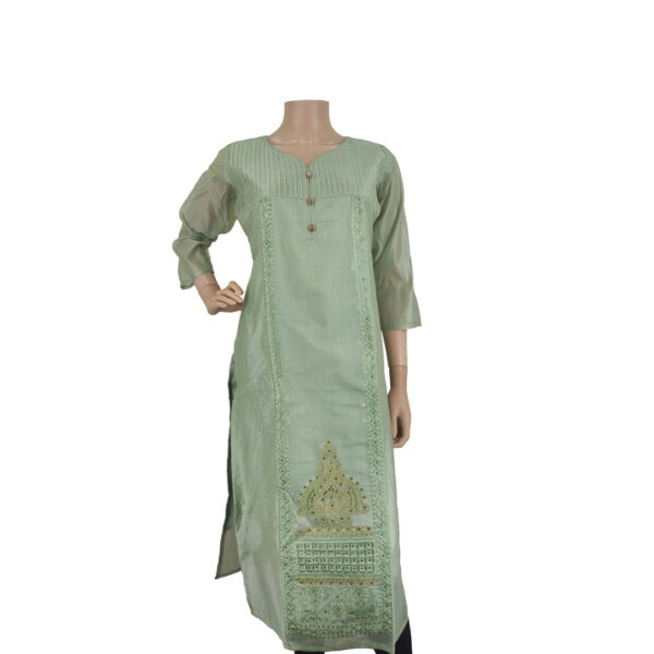 Pista Silk Cotton Kurti Bk#105