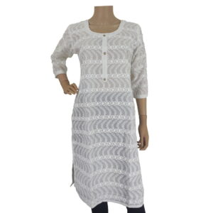 White Pure Cotton Kurti BK#113