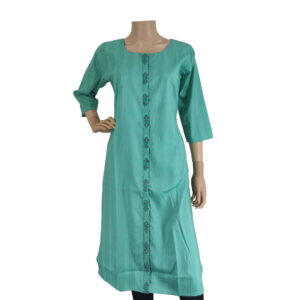 Turquoise Stripes Cotton Kurti BK#118