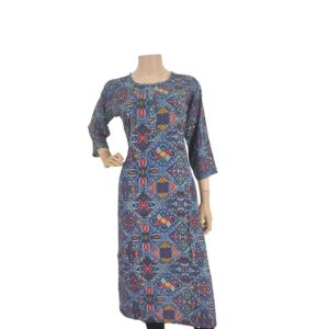 Blue Bandhani Print Cotton Kurti IF#125