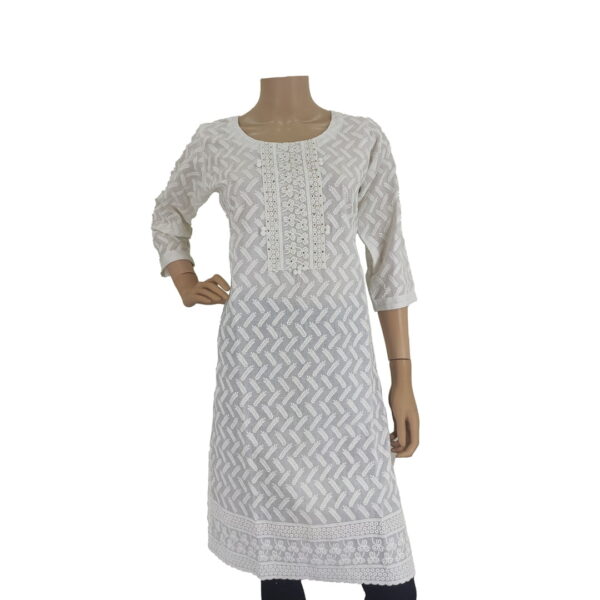 Chikankari White Kurti Bk#128