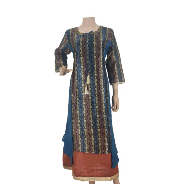 Partywear Synthetic Silk Kurti With Neckwork Bk#135