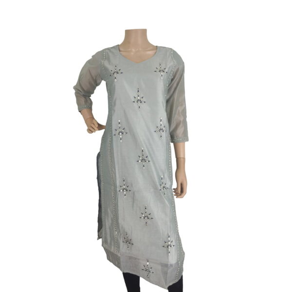 Pewter Grey Synthetic Silk Kurti Bk#137