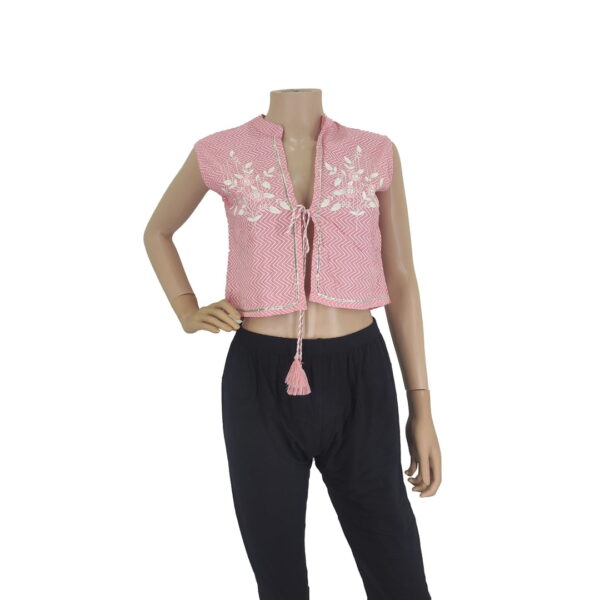Baby Pink Long Cotton Kurti With Jacket Bk#143