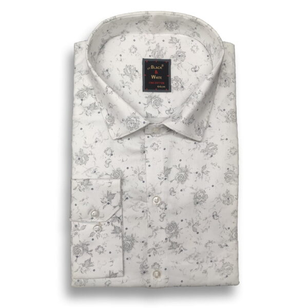Black & White Collection - Floral Design Shirt 1217#1