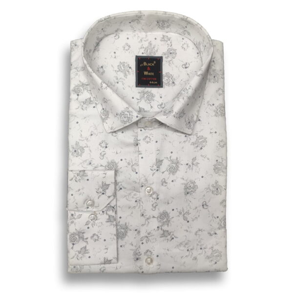 Black &Amp; White Collection - Floral Design Shirt 1217#1