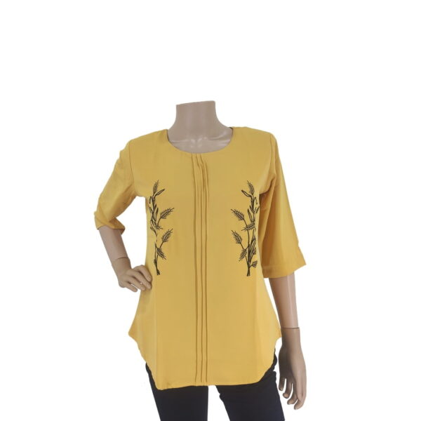 Yellow Printed Top For Girls #11020