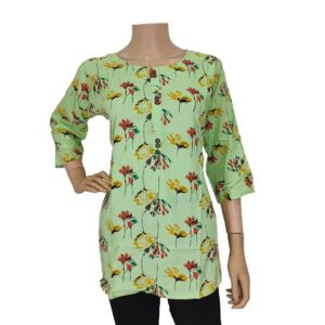 Light Green Floral Printed Kurti IF#158