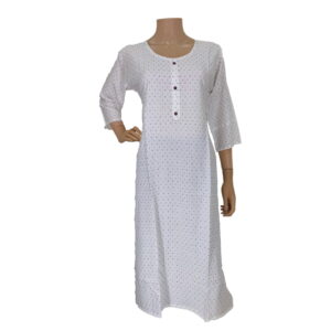 White Dot Pattern Long Kurti IF#159