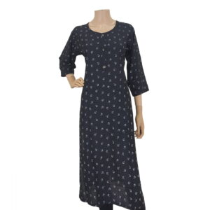 Black Printed Full Length Kurti IF#161