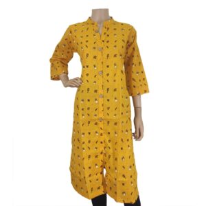 Partywear Printed Yellow Kurti IF#165