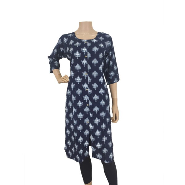 Navy Blue Printed Kurti If#166