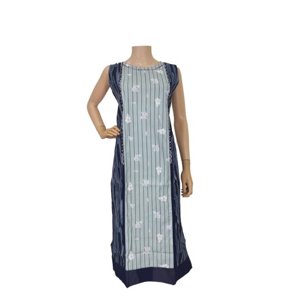 Navy Blue Striped Floral Kurti Pk#171