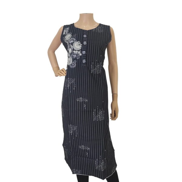 Black Striped Floral Printed Kurti Pk#172