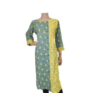 Lemon Yellow Green Cotton Kurti PK#178