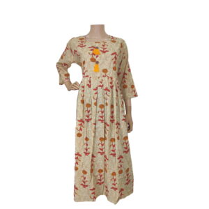 Beige Printed Full length Kurti IF#181