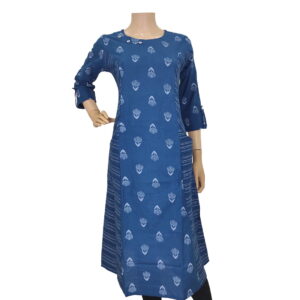 Blue Printed Cotton Long Kurti PK#184