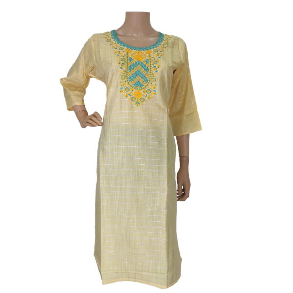 Yellow Silver Line Kurti Bk#188