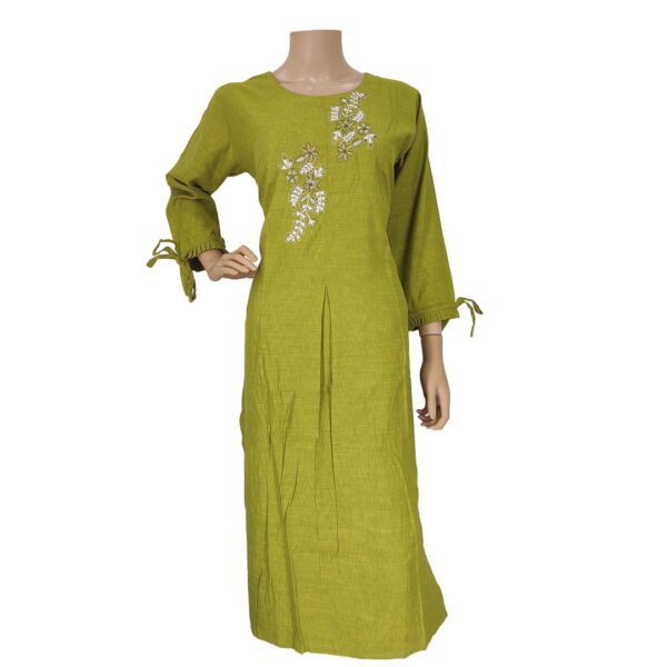 Fresh Olive Green Full Length Kurti BK#193