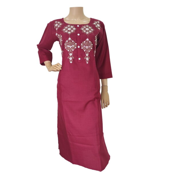 Maroon Full Length Kurti With Neckwork Bk#194