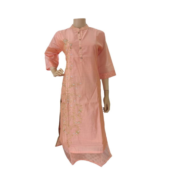 Rose Synthetic Silk Full Length Kurti Bk#197