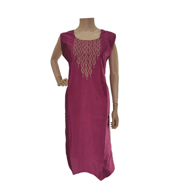 Maroon Synthetic Silk Long Kurti Bk#206