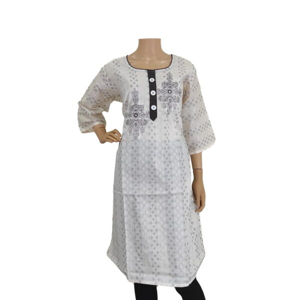 White Black Long Kurti Bk#226