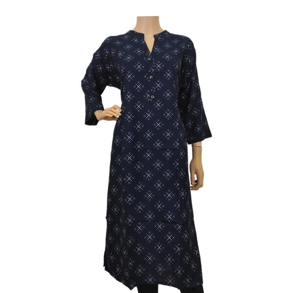 Navy Blue Printed Long Kurti Bk#229