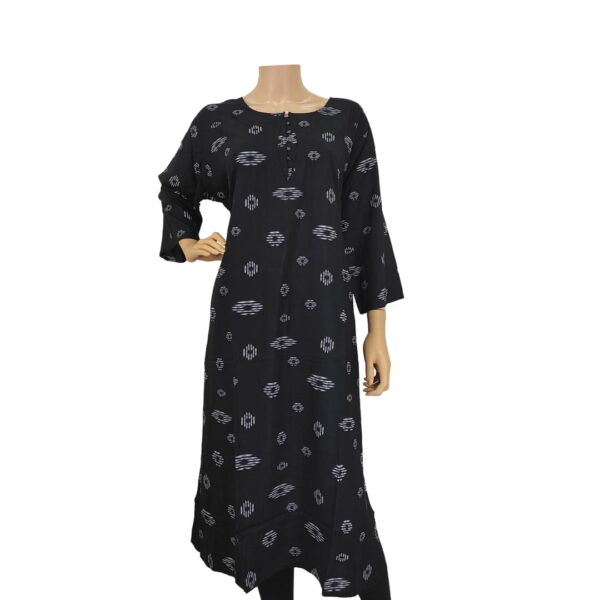 Black Printed Long Kurti Bk#233