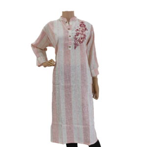 Pink White Long Kurti IF#239