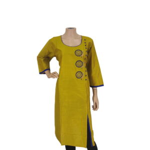 Luxor Gold Synthetic Silk Long Kurti BK#243