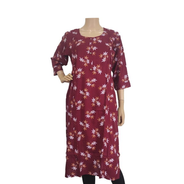 Maroon Floral Printed Cotton Maternity Wear If#246