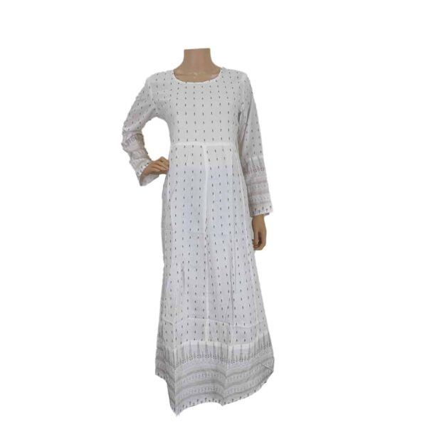 White Cotton Full Length Gown If#256