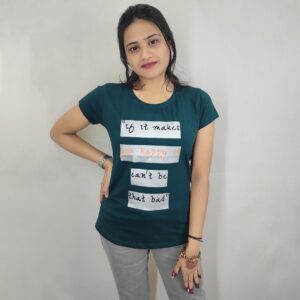 Dark Peacock color Printed Tshirt for women #3633-peacock