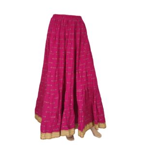 Dark Pink Printed Long Skirts #F