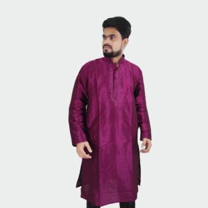 Purple Synthetic Silk Long Kurta for Men #K4AD